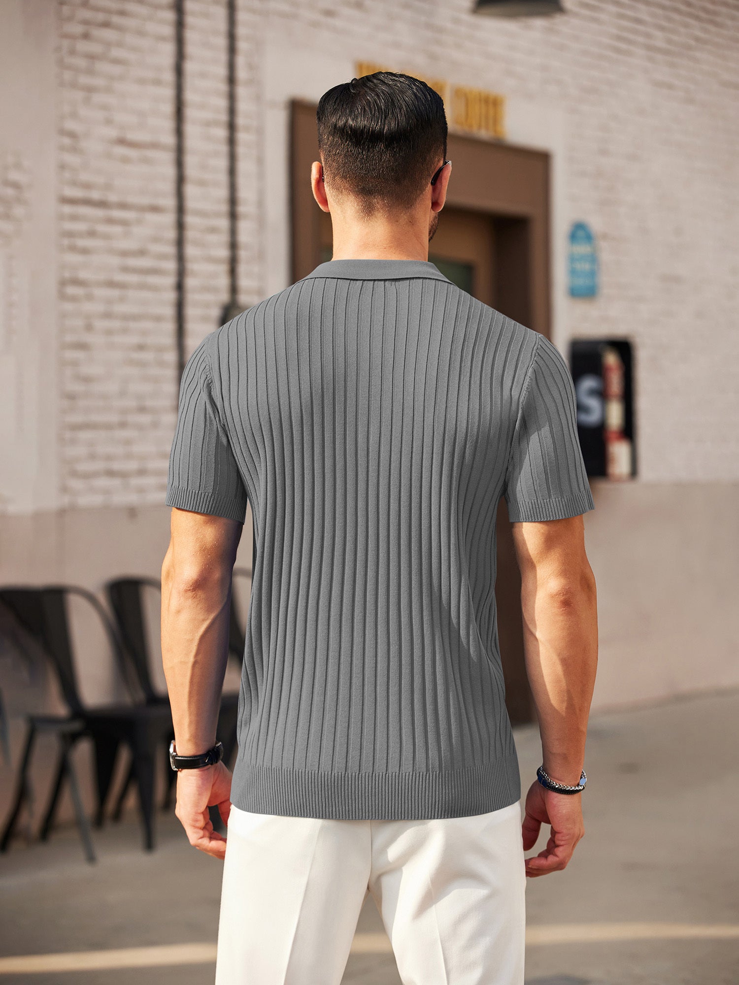 Zipper Knit Mens Polo Shirt