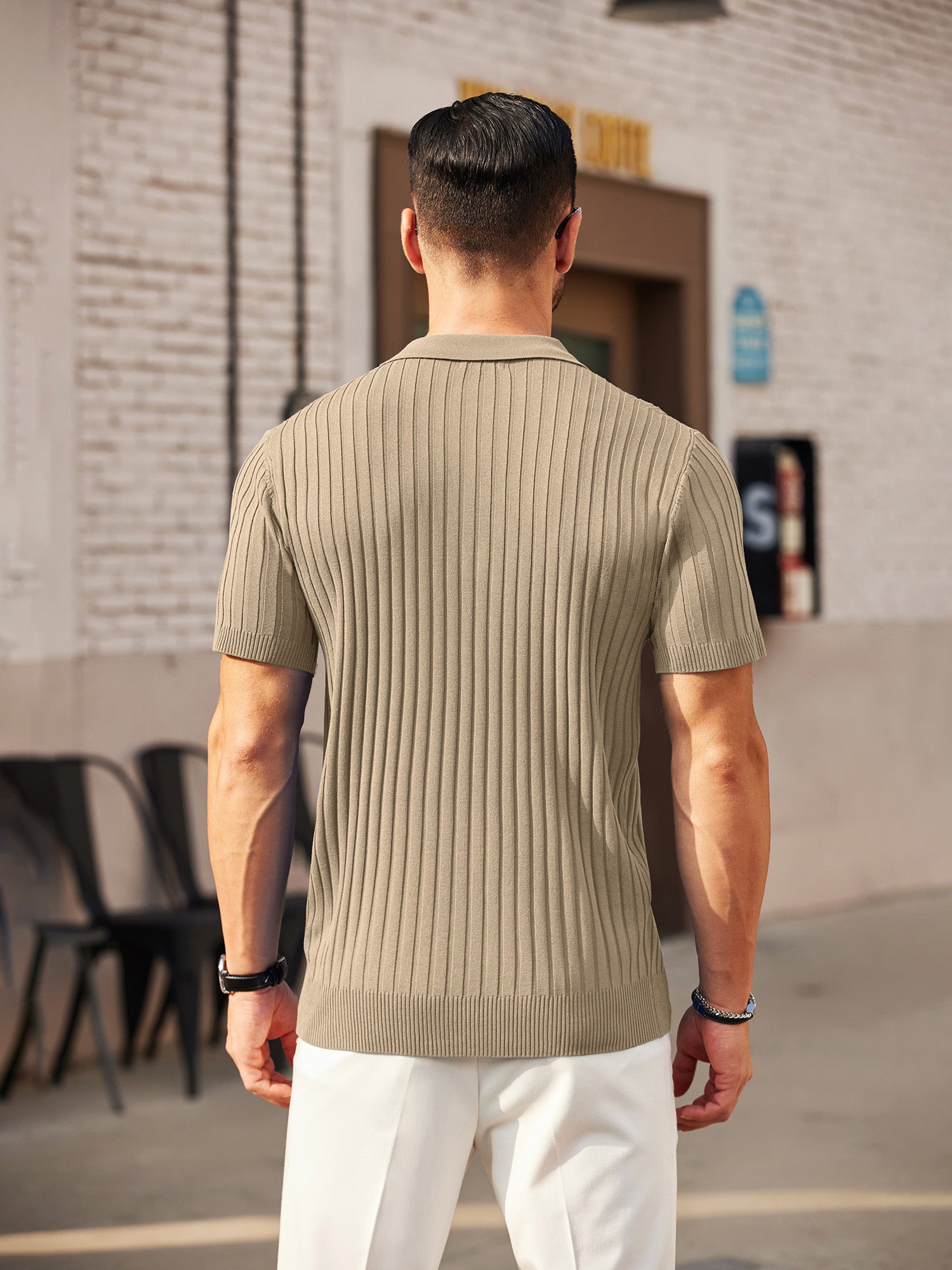 Zipper Knit Mens Polo Shirt