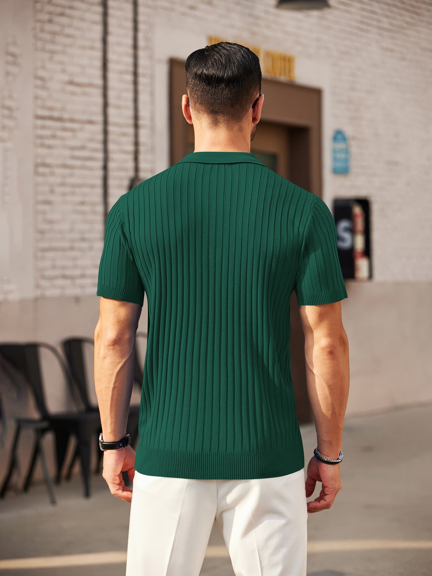 Zipper Knit Mens Polo Shirt