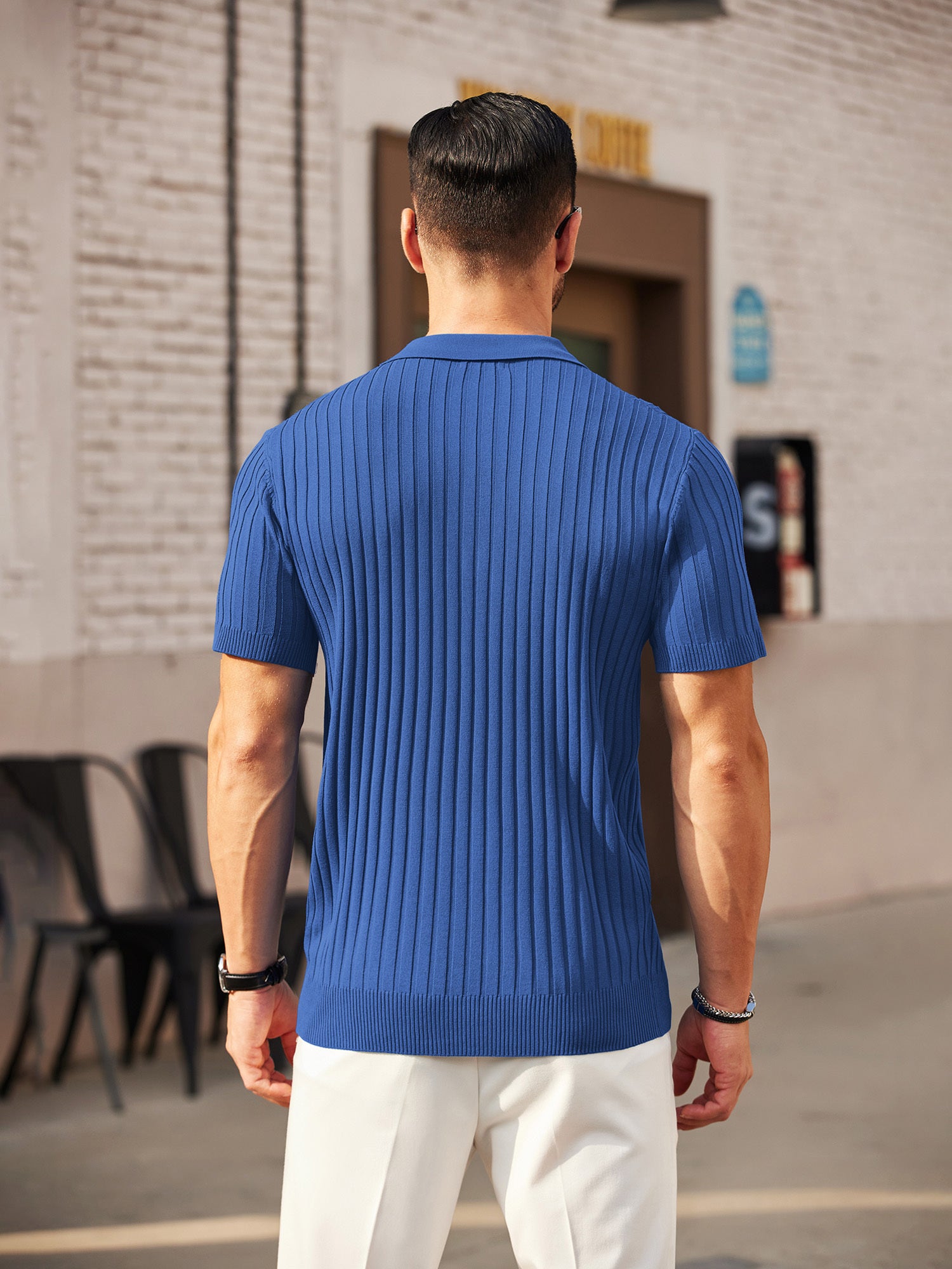 Zipper Knit Mens Polo Shirt