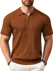 Zipper Knit Mens Polo Shirt