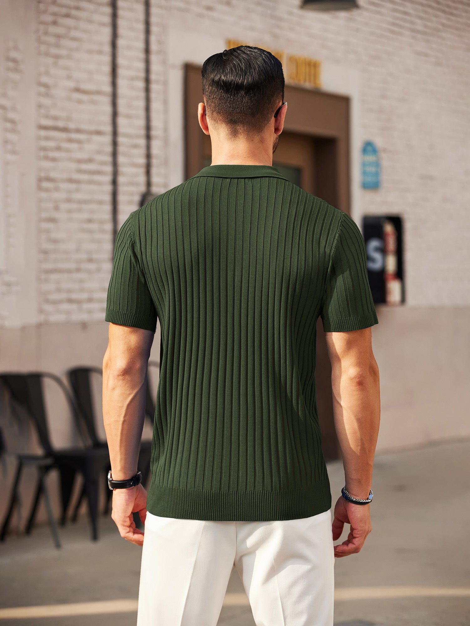 Zipper Knit Mens Polo Shirt