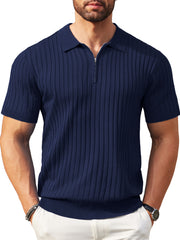 Zipper Knit Mens Polo Shirt
