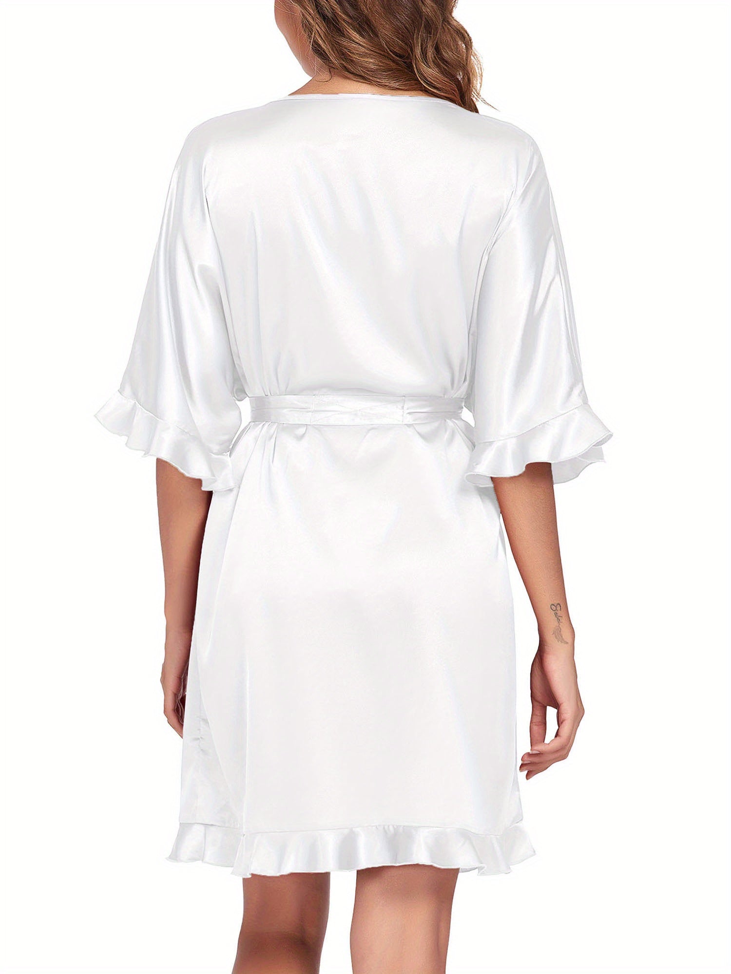 Women Satin Short Kimono Robe