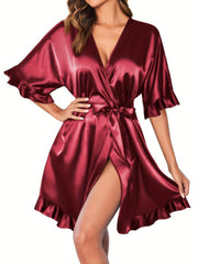 Women Satin Short Kimono Robe
