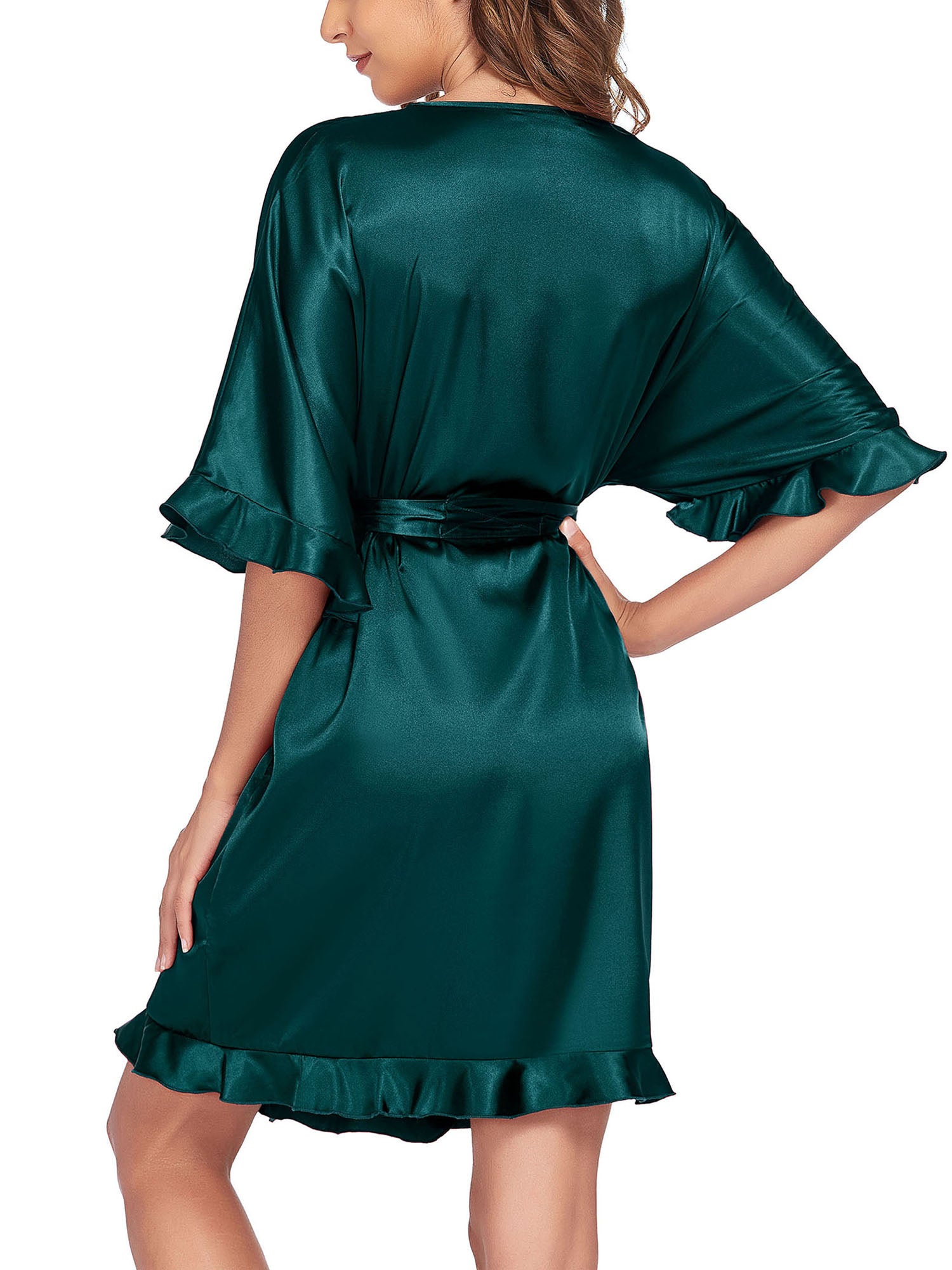 Women Satin Short Kimono Robe