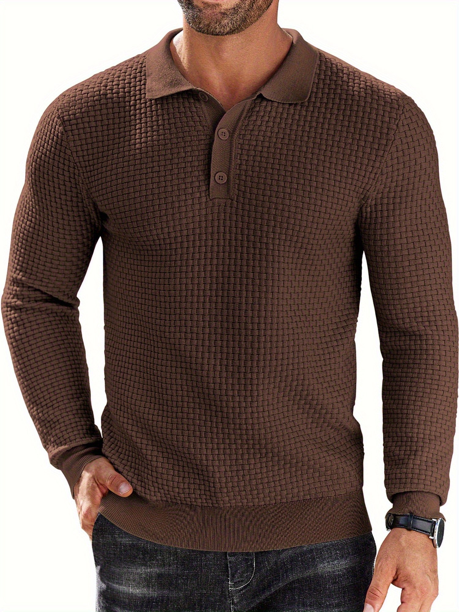 Lightweight Knit Long Sleeve Polo