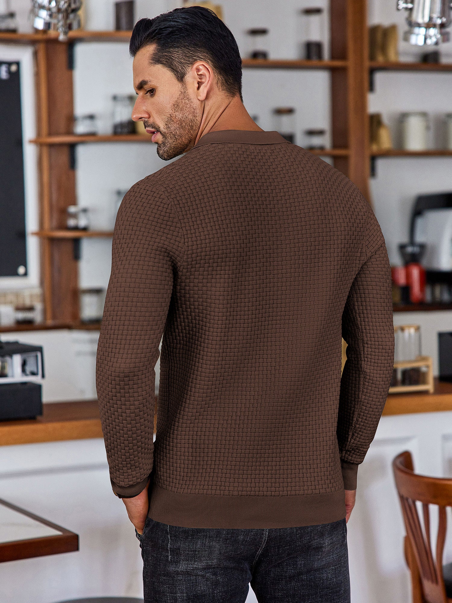 Lightweight Knit Long Sleeve Polo