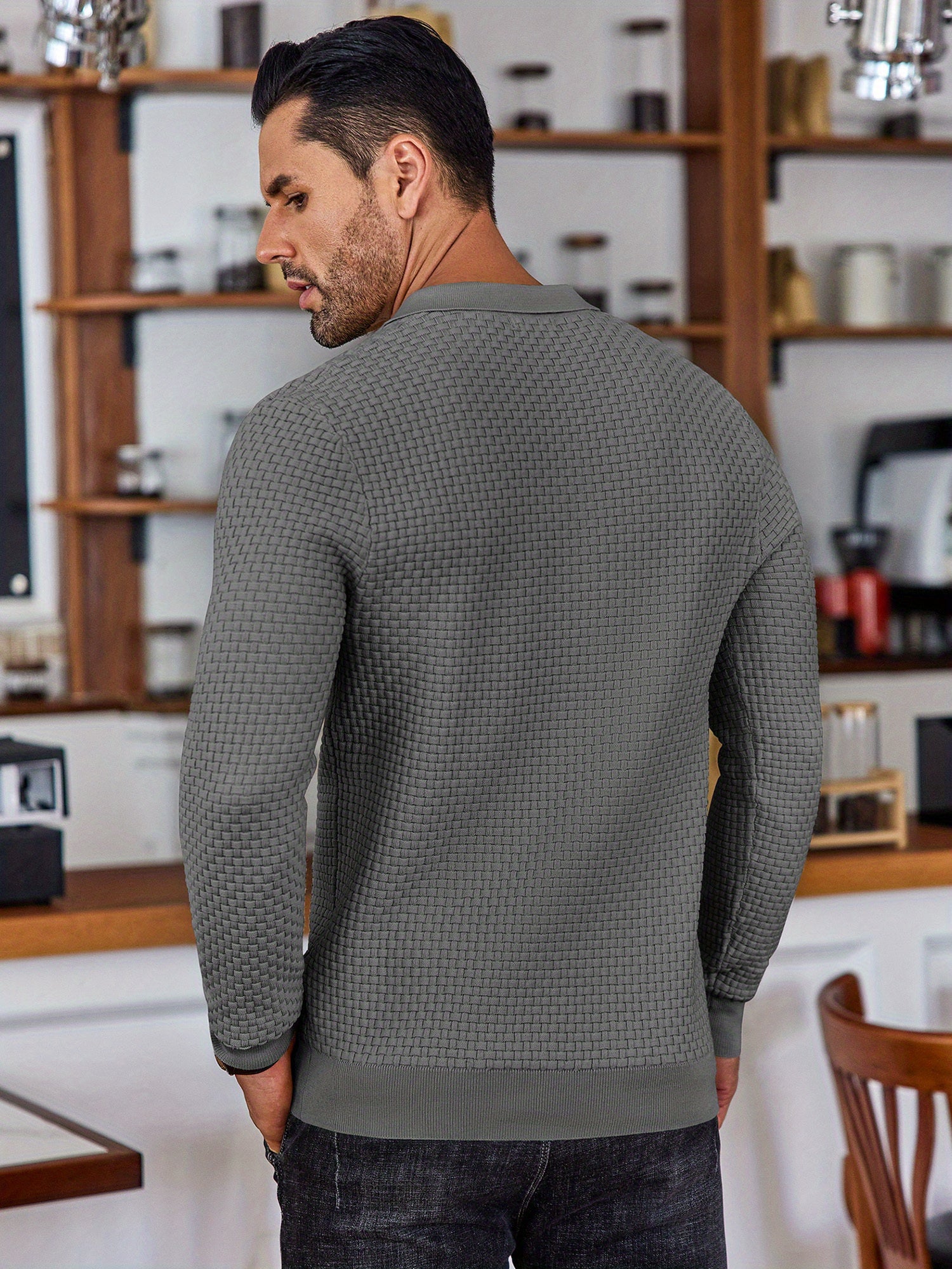 Lightweight Knit Long Sleeve Polo