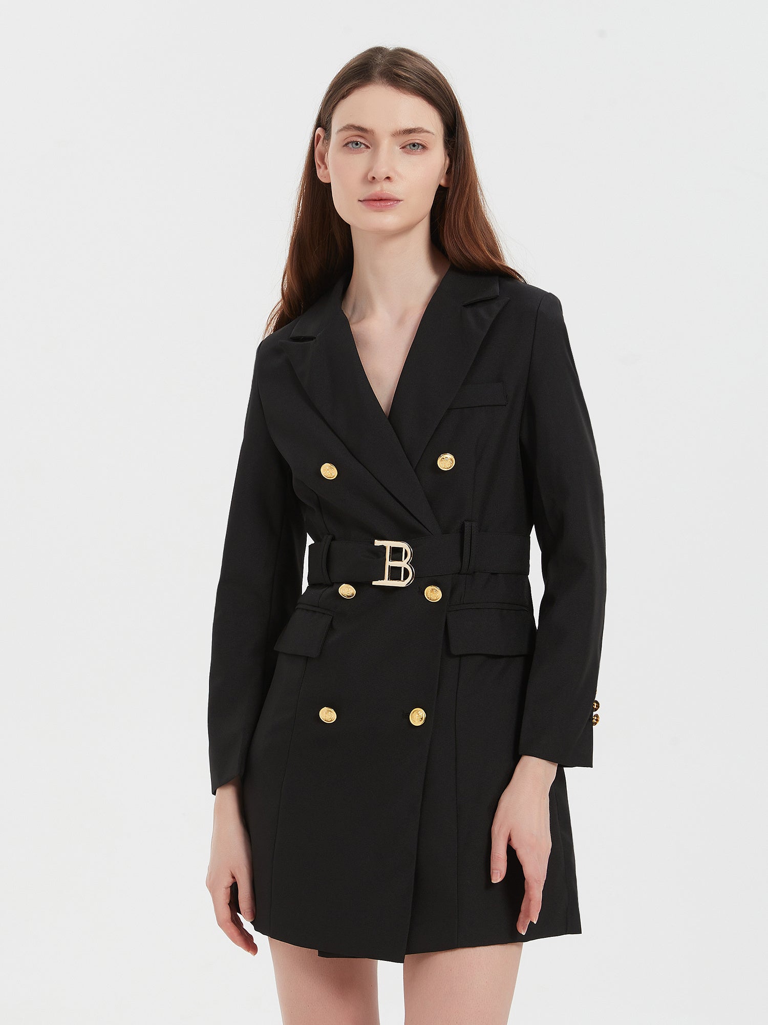 Chic Belted Lapel Blazer Womens
