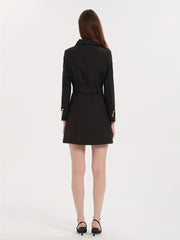 Chic Belted Lapel Blazer Womens