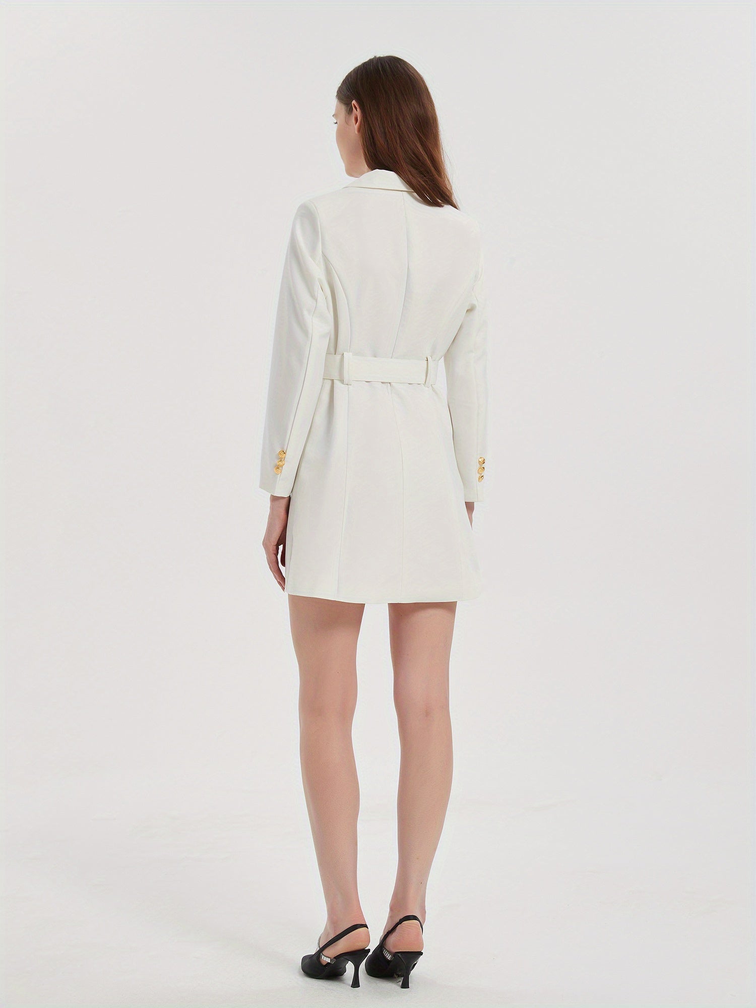 Chic Belted Lapel Blazer Womens