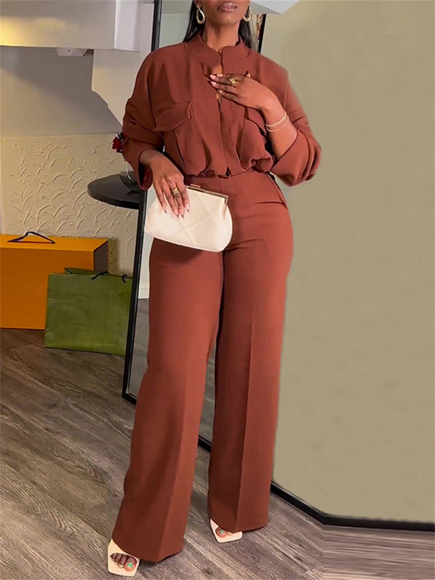 Elegant Wide Leg Pants Suit