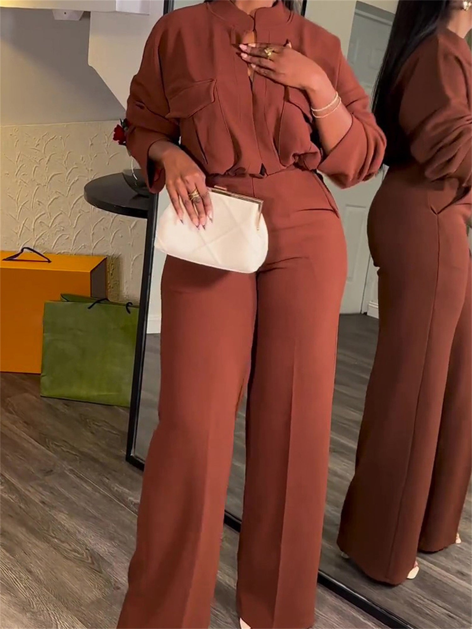 Elegant Wide Leg Pants Suit