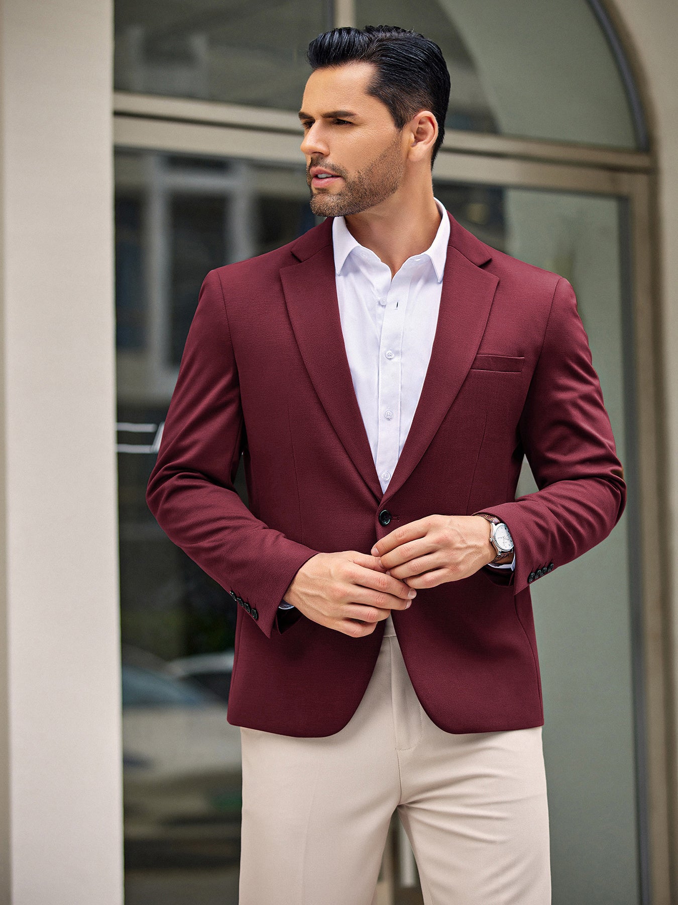 Men’s One-Button Lightweight Knit Blazer