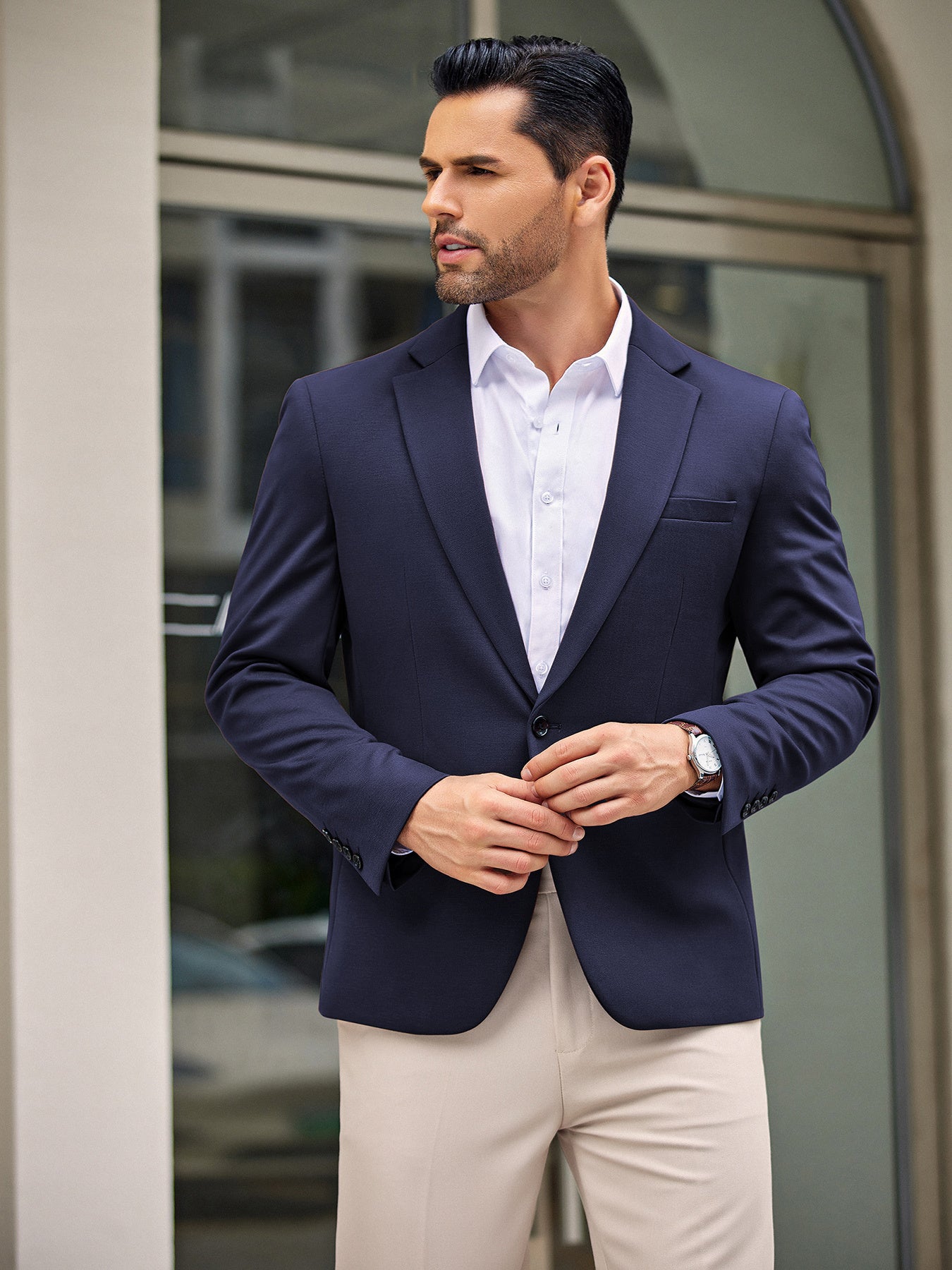 Men’s One-Button Lightweight Knit Blazer