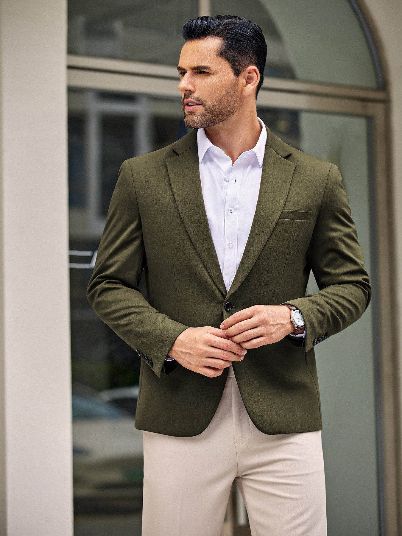 Men’s One-Button Lightweight Knit Blazer