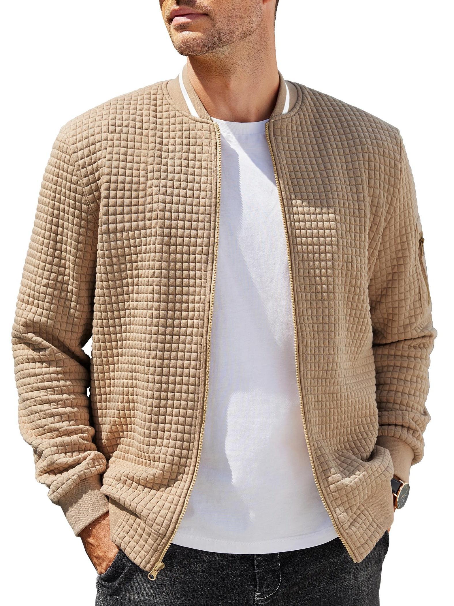 ELESOL Waffle Knit Bomber Jacket
