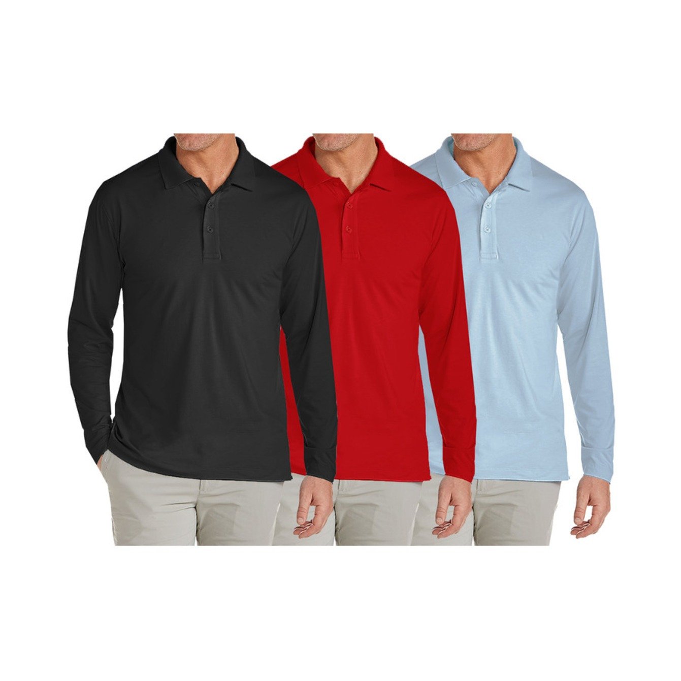Stretch Pique Long Sleeve Polos