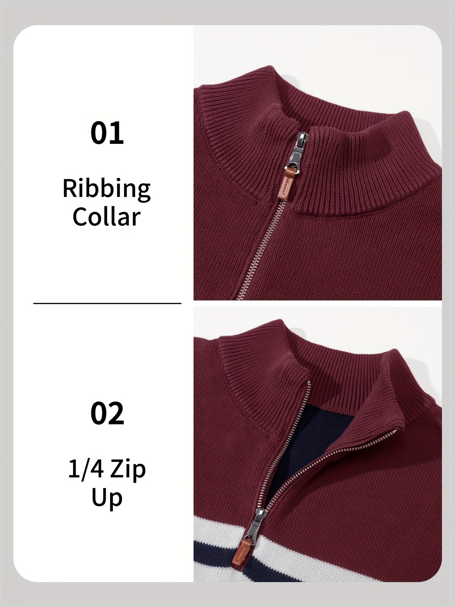 Stripe Zip Knit Pullover