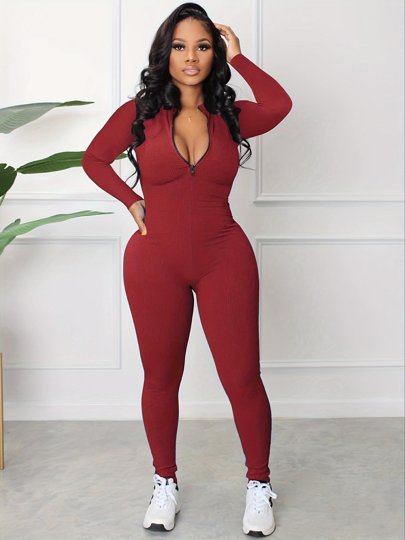 Women Zip-Front Slim Fit Jumpsuit