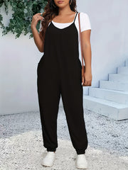 Plus Size V-Neck Cami Jumpsuit with Pockets