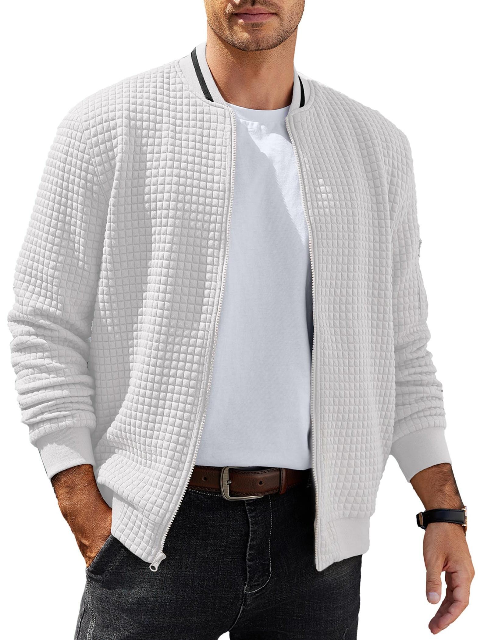 ELESOL Waffle Knit Bomber Jacket