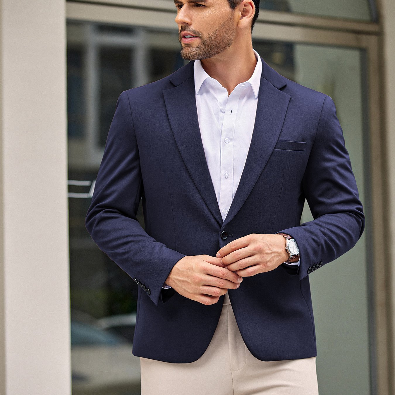 Men’s One-Button Lightweight Knit Blazer