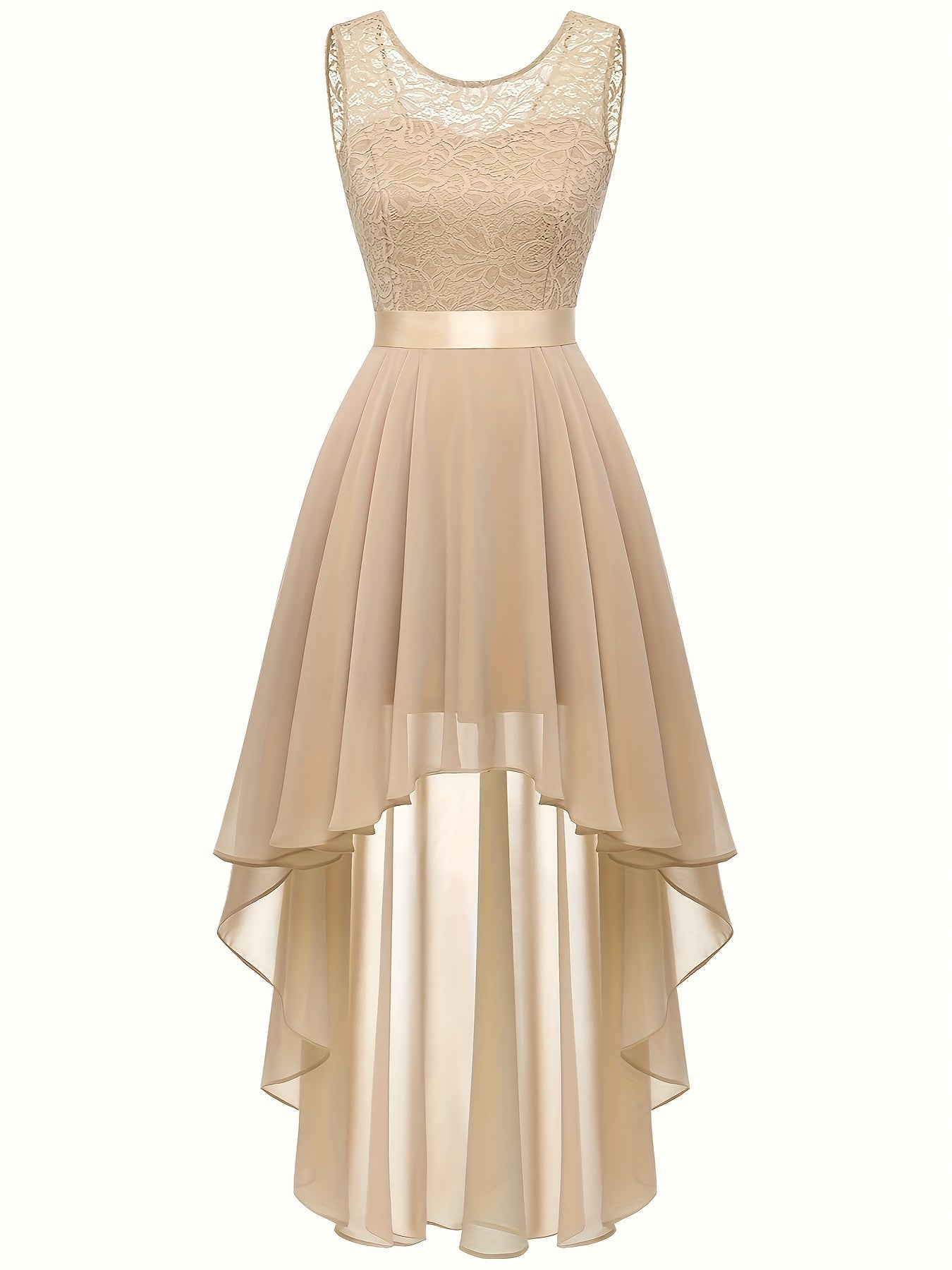 Asymmetric Lace Bow Waist Dress