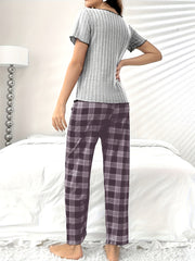 Women Plaid Pajama Set