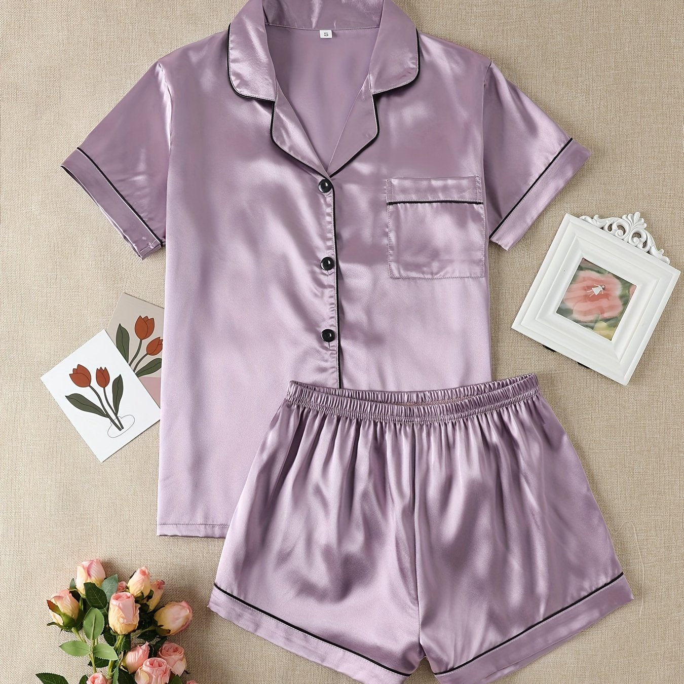 Women Satin Short Pajama Set