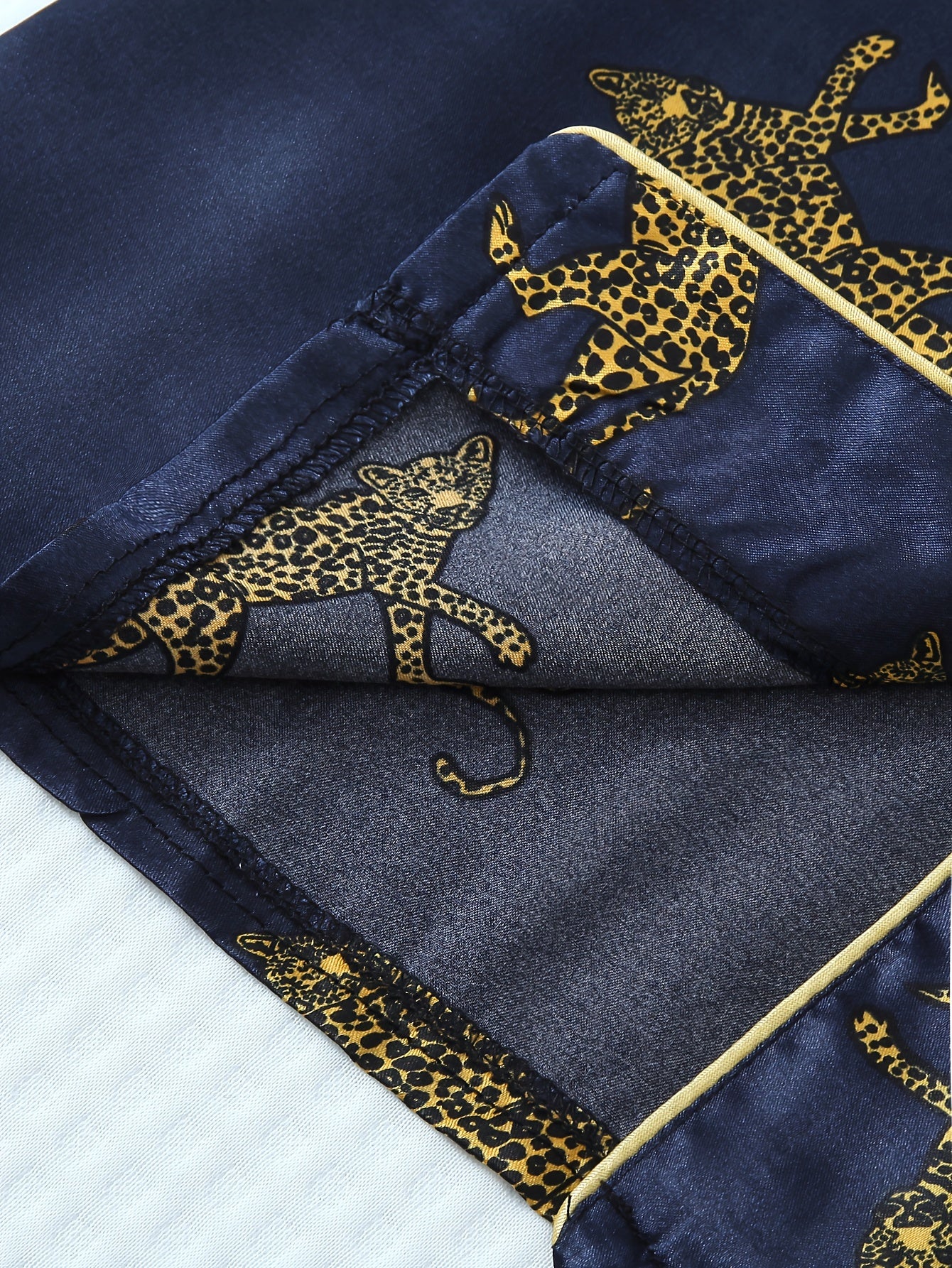 Women Leopard Satin Pajama Set