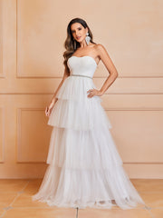 Sweetheart Tiered Backless Wedding Gown