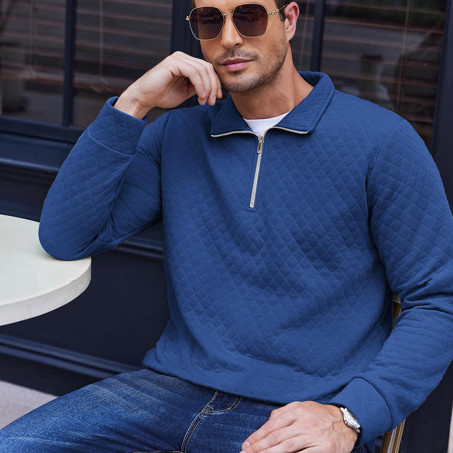 Zip Jacquard Knit Pullover