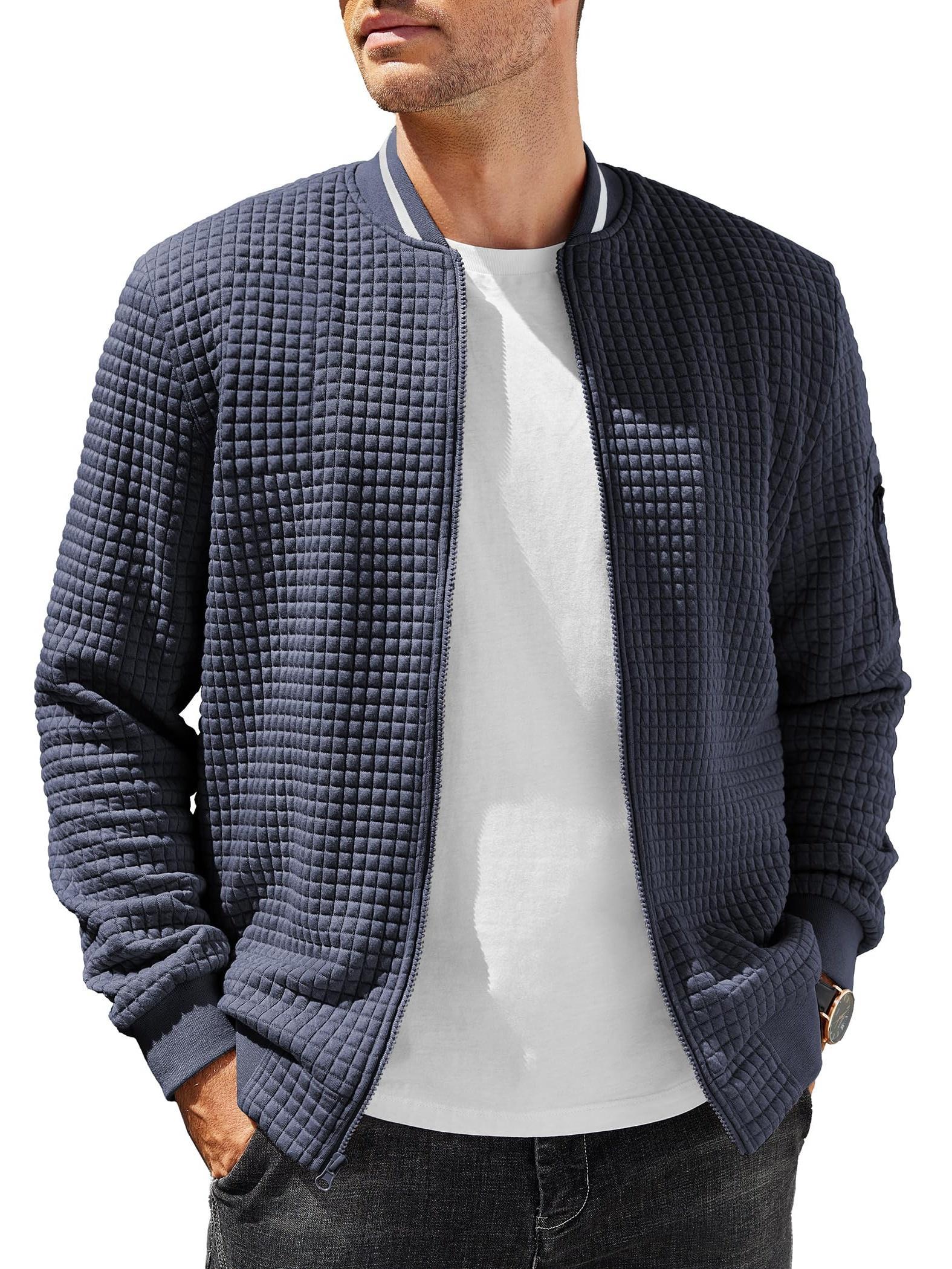 ELESOL Waffle Knit Bomber Jacket
