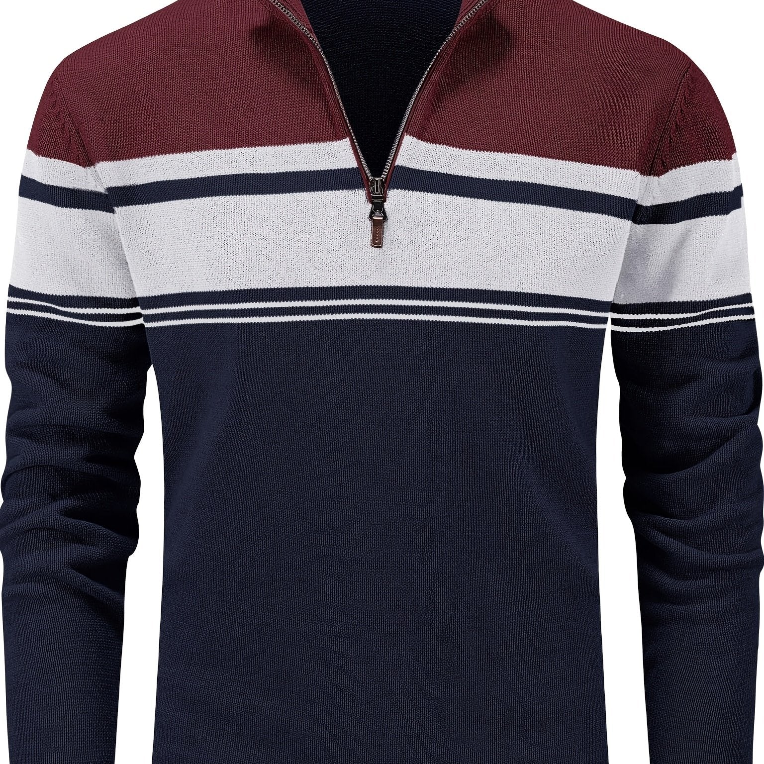 Stripe Zip Knit Pullover