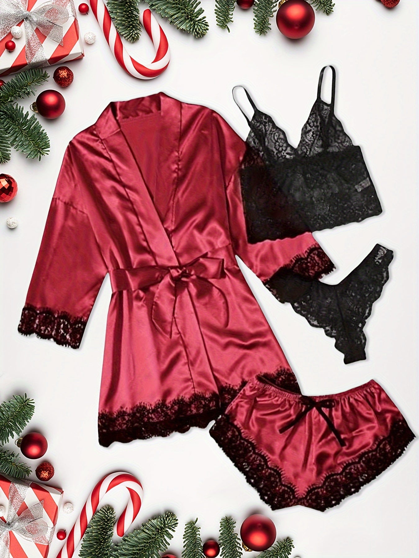 Plus Size Lace Suspender Nightwear Set