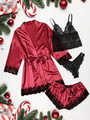 Plus Size Lace Suspender Nightwear Set