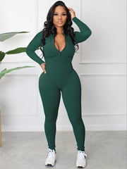 Women Zip-Front Slim Fit Jumpsuit