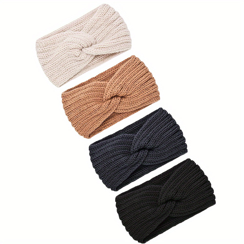 Women’s Cable Knit Winter Headband Set (4 Pieces)