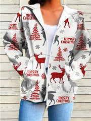 Women’s Christmas Print Hooded Winter Jacket