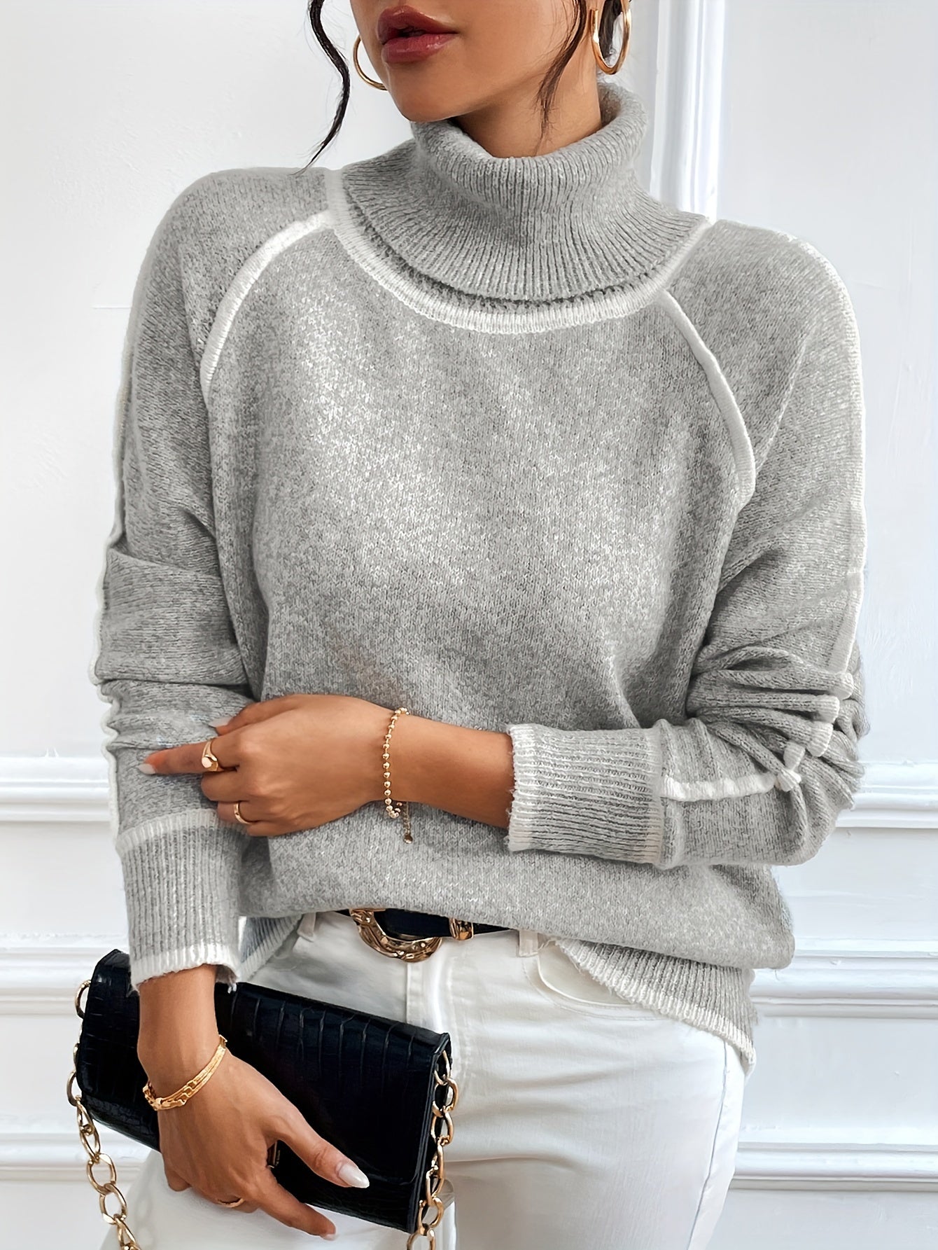 Color Block Ribbed Winter Pullover