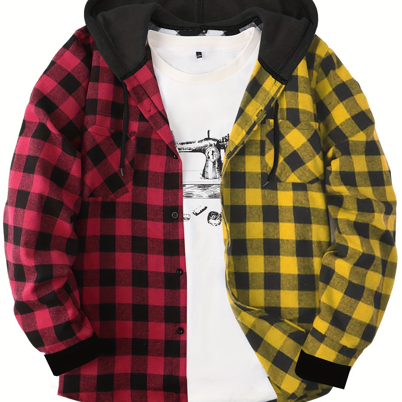 Hooded Plaid Shirt Jacket