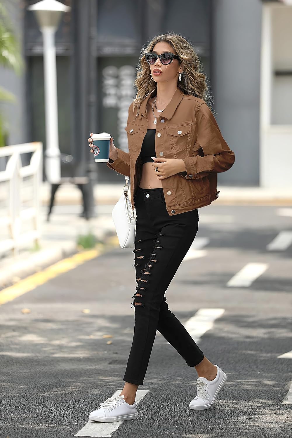 Women’s Vintage Brown Denim Button Jacket