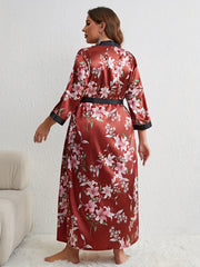 Plus Size Satin Robe and Cami Nightwear Set