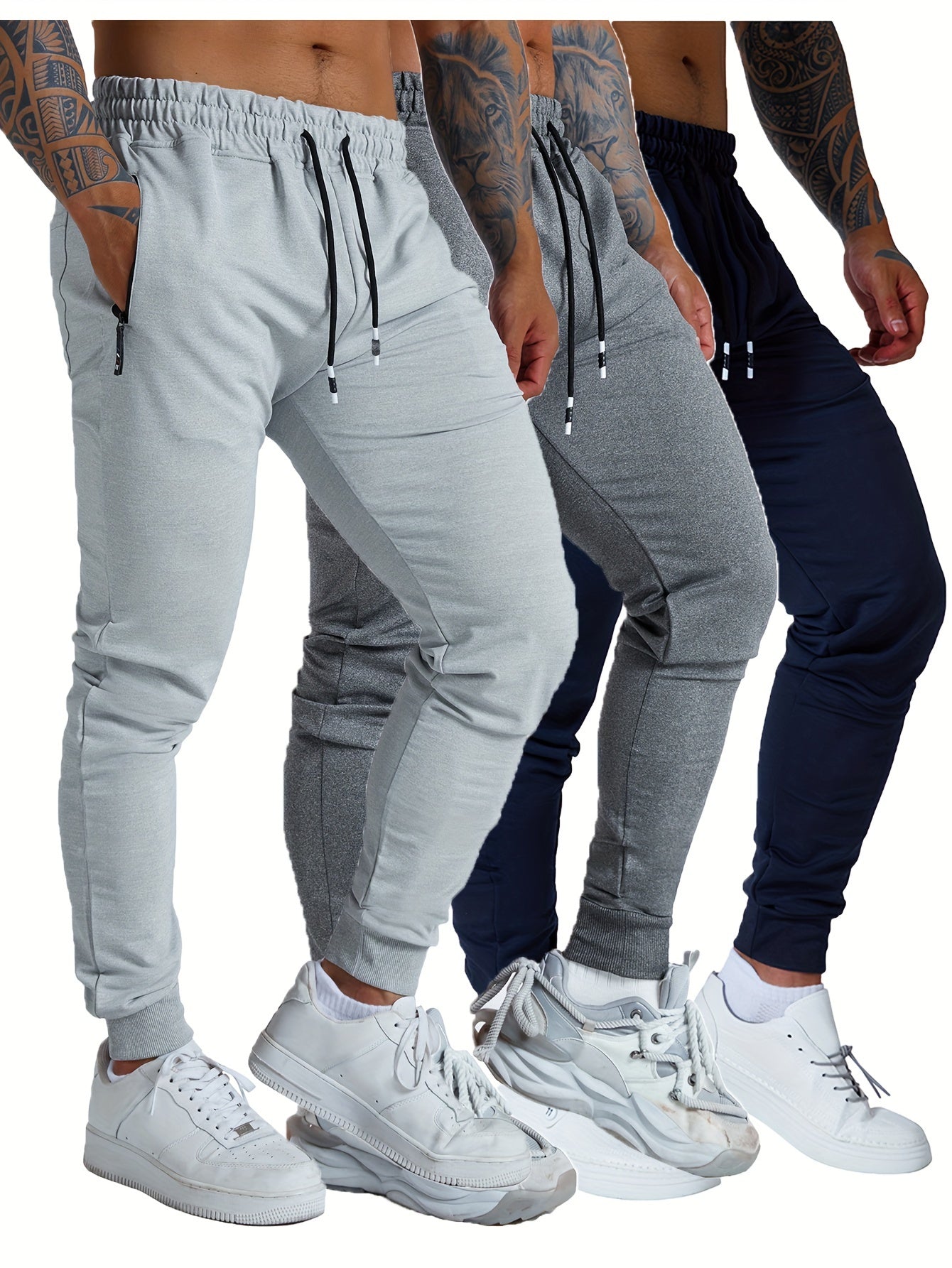 Men’s Tapered Athletic Sweatpants – 3-Piece Set