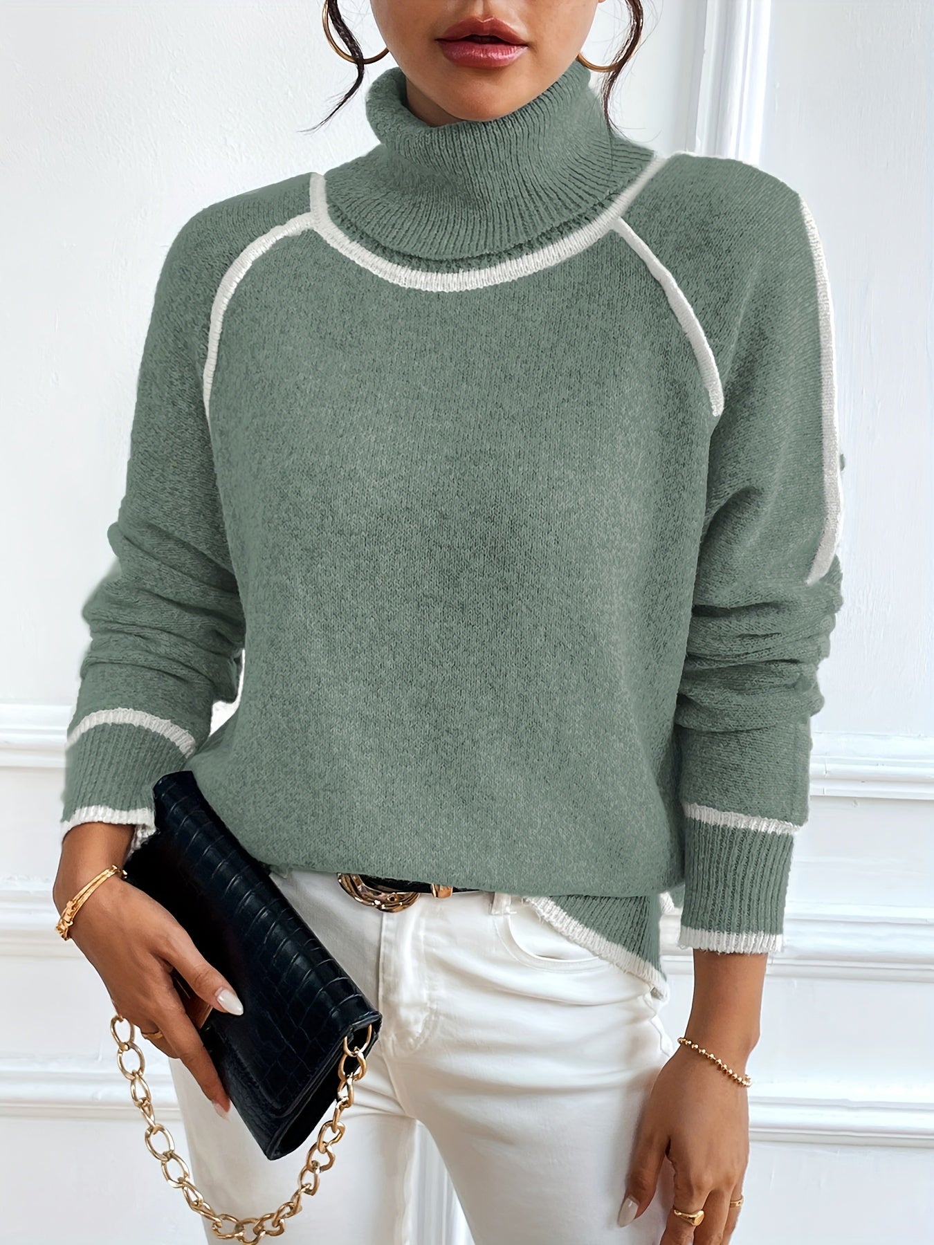 Color Block Ribbed Winter Pullover