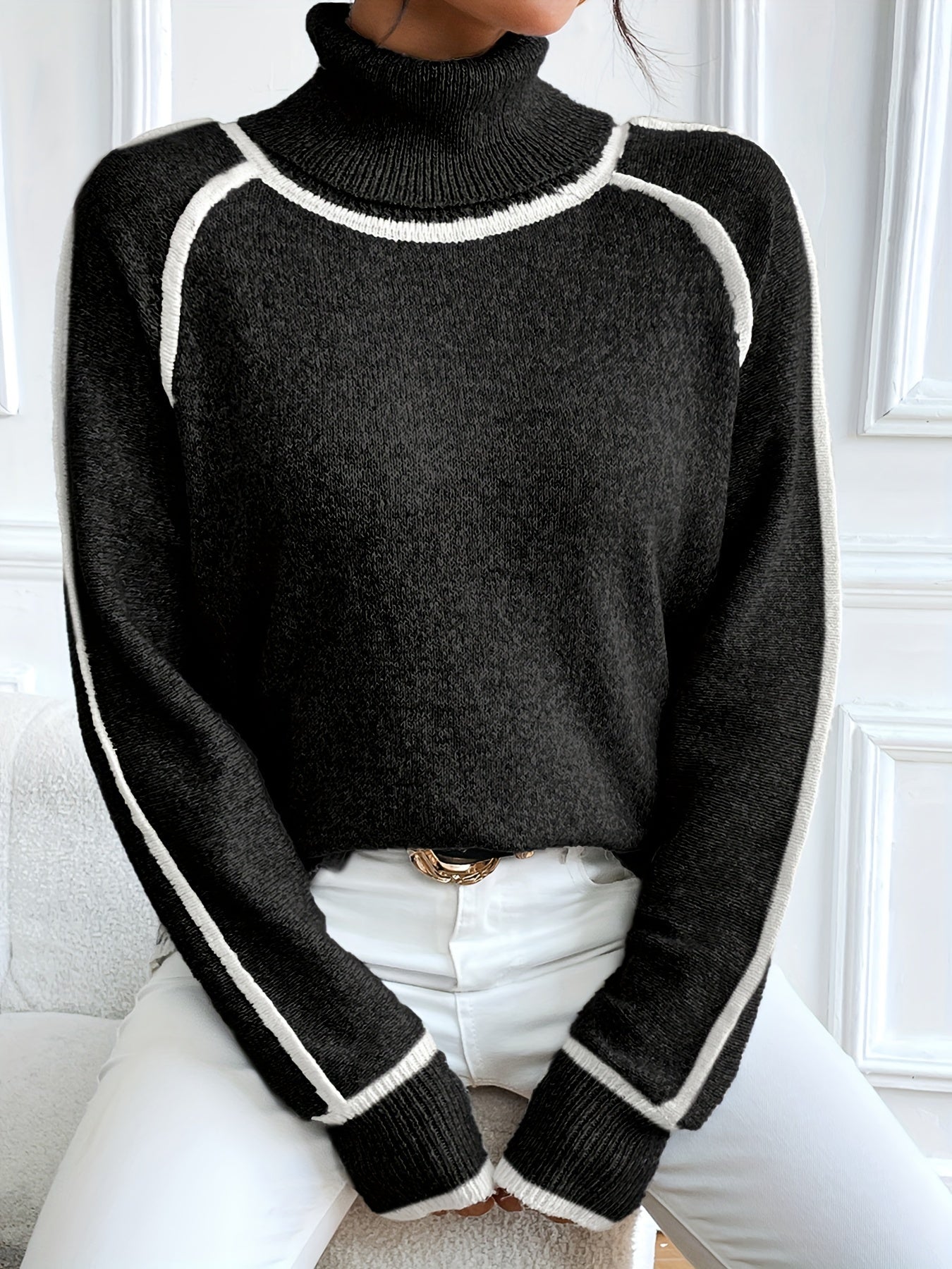 Color Block Ribbed Winter Pullover