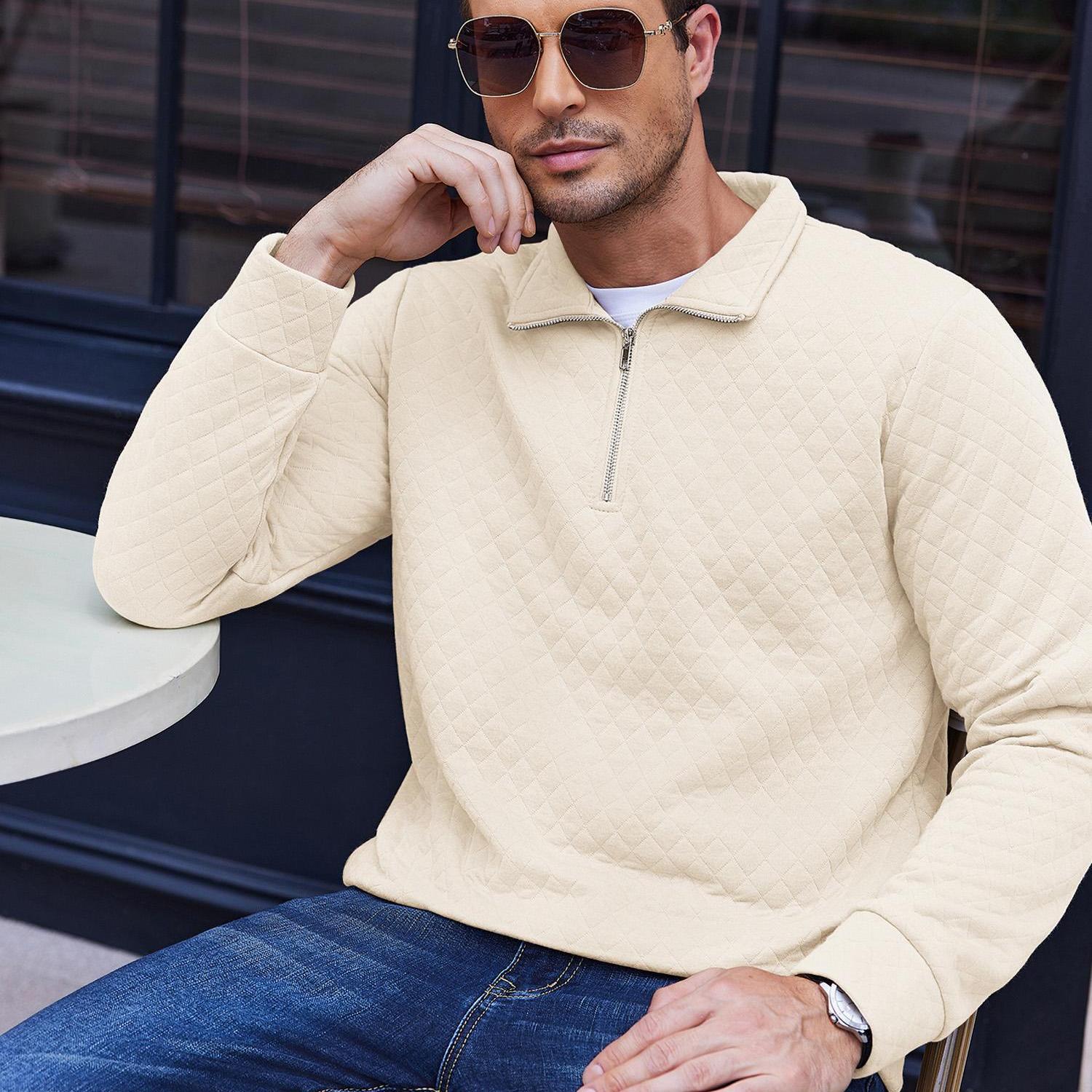 Zip Jacquard Knit Pullover