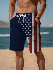 Men’s American Flag Contrast Print Shorts